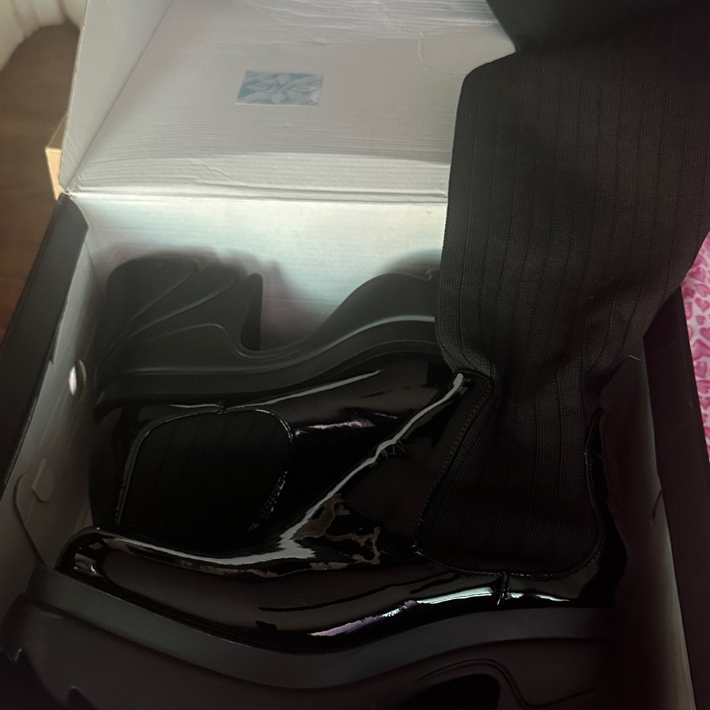 Fashion Nova Glossy Black Boots